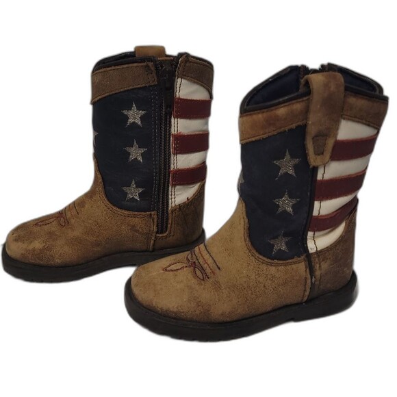 Cody James Toddler USA Flag Western Boots Wide Square Toe Kids 5D - Picture 2 of 13